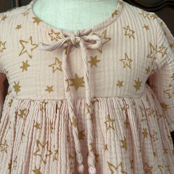 WILD WAWA Pink and Gold Gauzy Star Print Dress - Picture 2 of 4